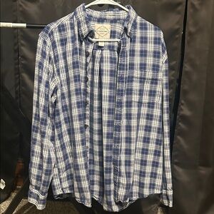 St. John's Bay Navy and White Checkered Men's Shirt